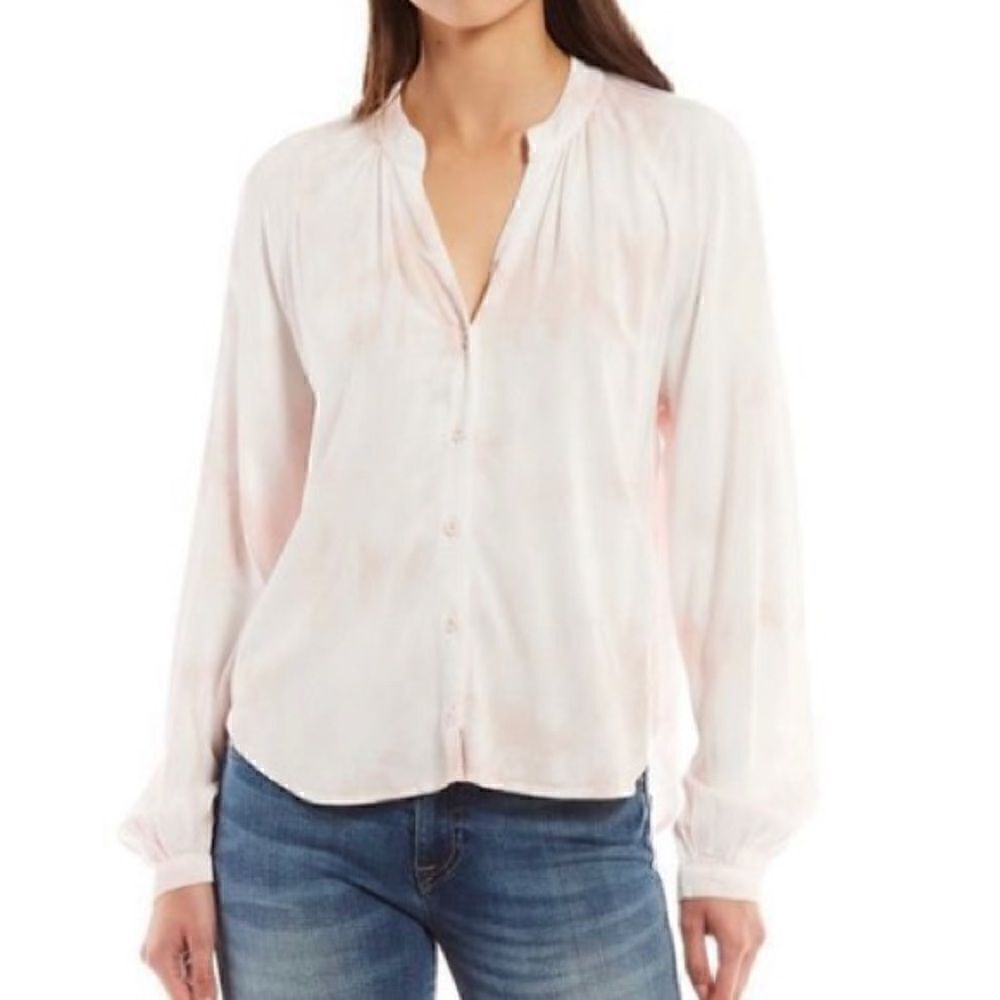 Cloth & Stone Tie Dye Long Raglan Sleeve Banded Collar Button Front Shirt NWT Si